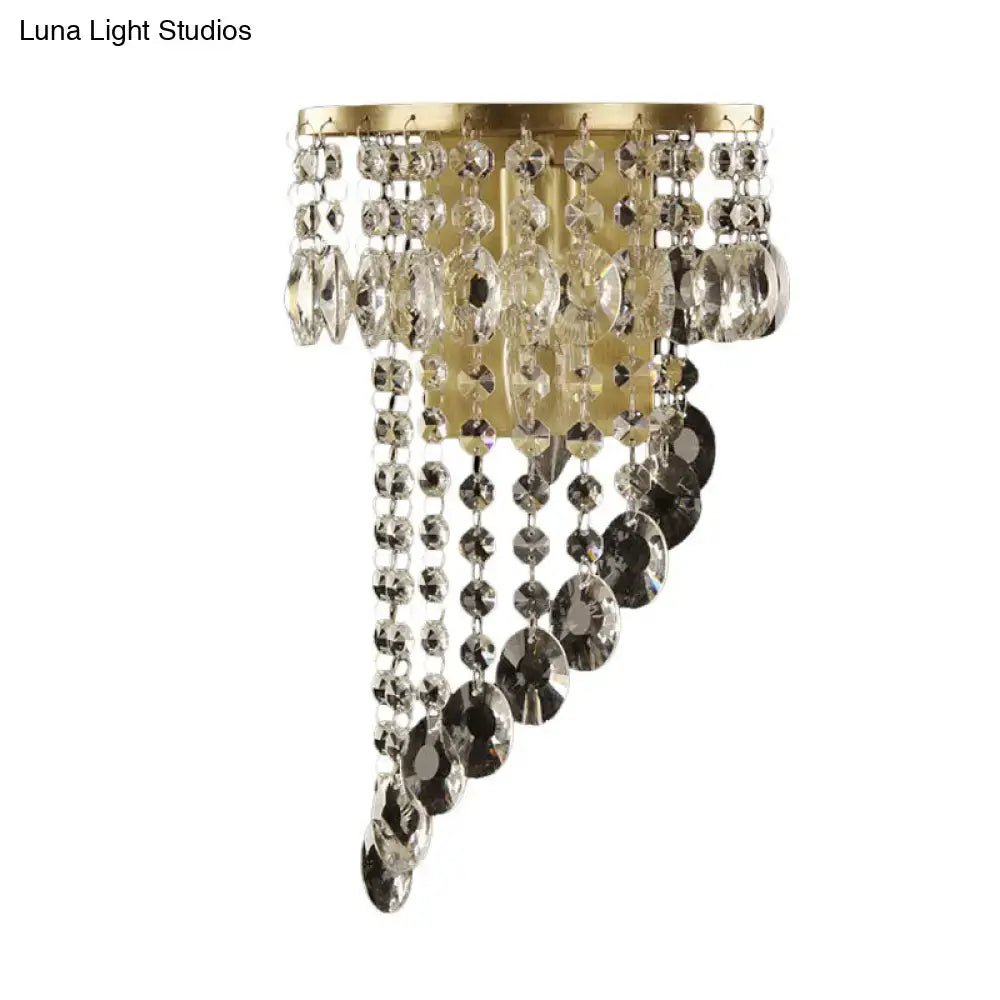 Gold Crystal Bead Brass Sconce