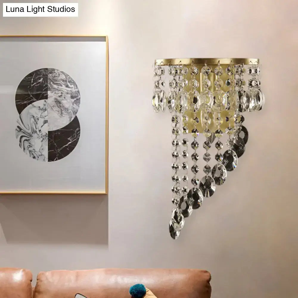 Gold Crystal Bead Brass Sconce