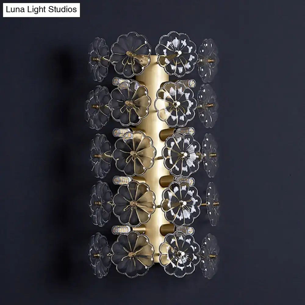Gold Floral Crystal Sconce