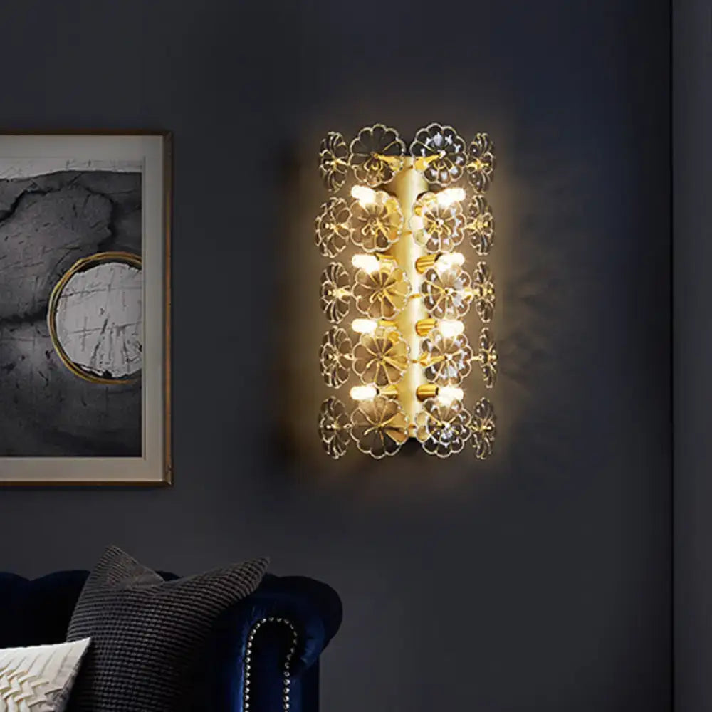 Gold Floral Crystal Sconce
