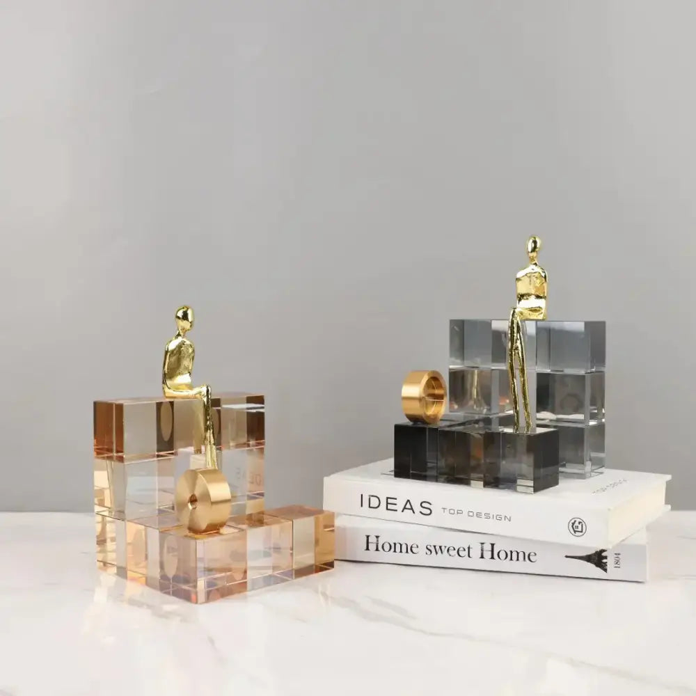 Gold Geometric Crystal Sculpture