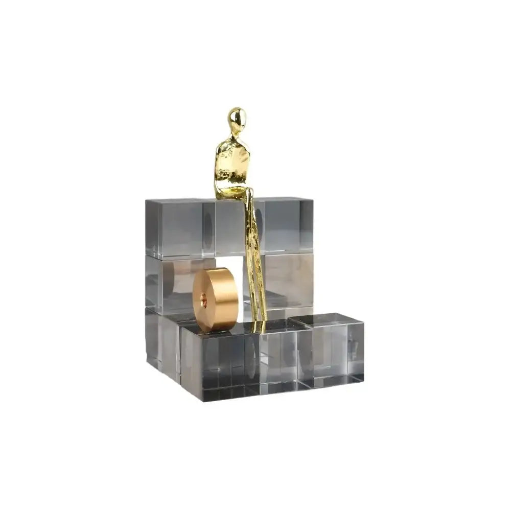 Gold Geometric Crystal Sculpture
