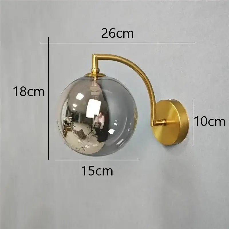 Gold Glass Minimalist Bedroom Wall Sconce
