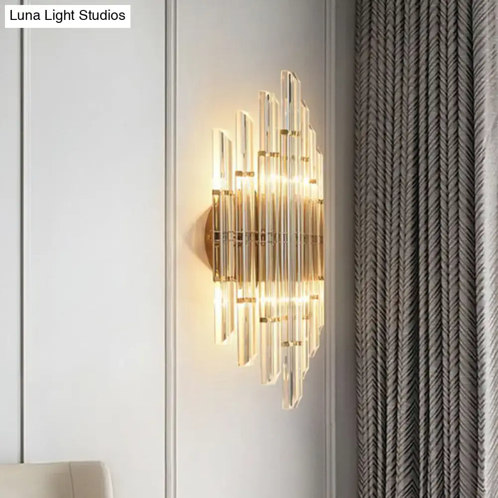Gold Crystal Rhombus Living Room Wall Sconce