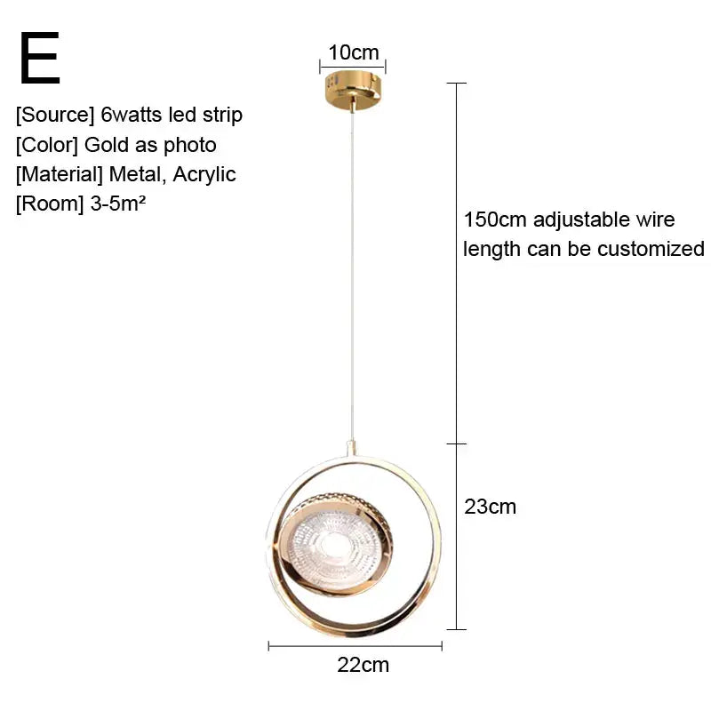 Gold Nordic Glass Pendant Light for Kitchens