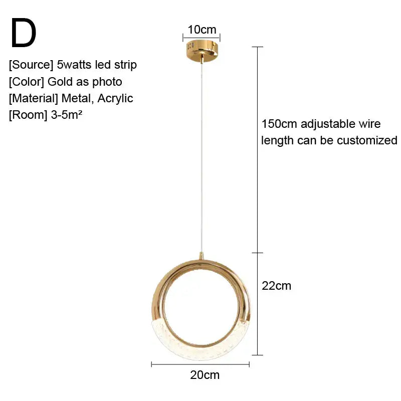 Gold Nordic Glass Pendant Light for Kitchens