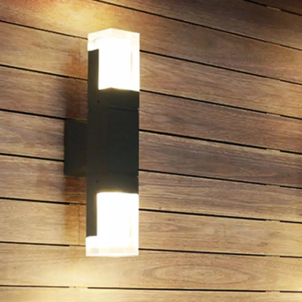 Black LED Courtyard Two-Light Wall Sconce