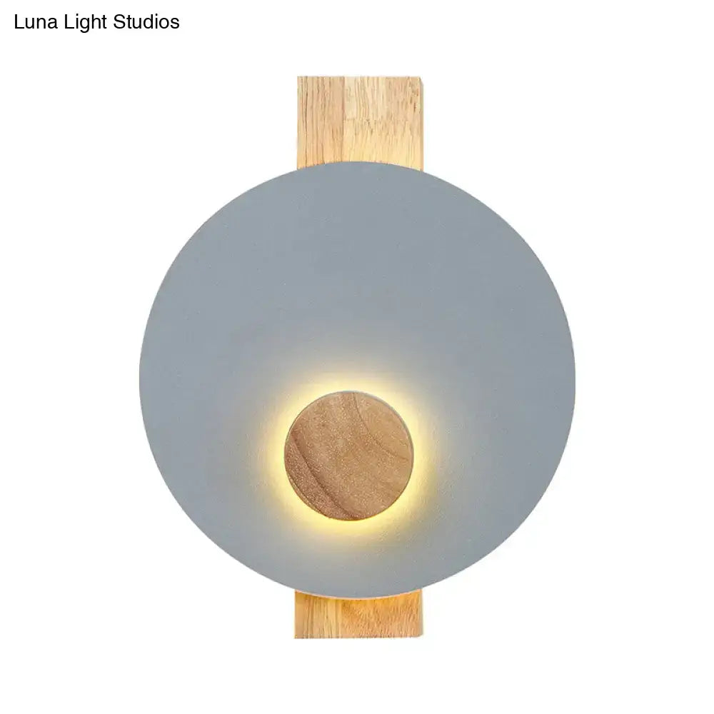 Gray Metal Disk Sconce