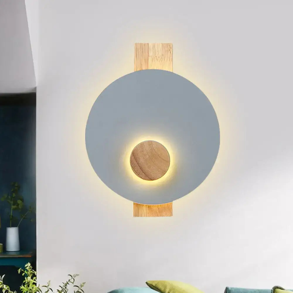 Gray Metal Disk Sconce