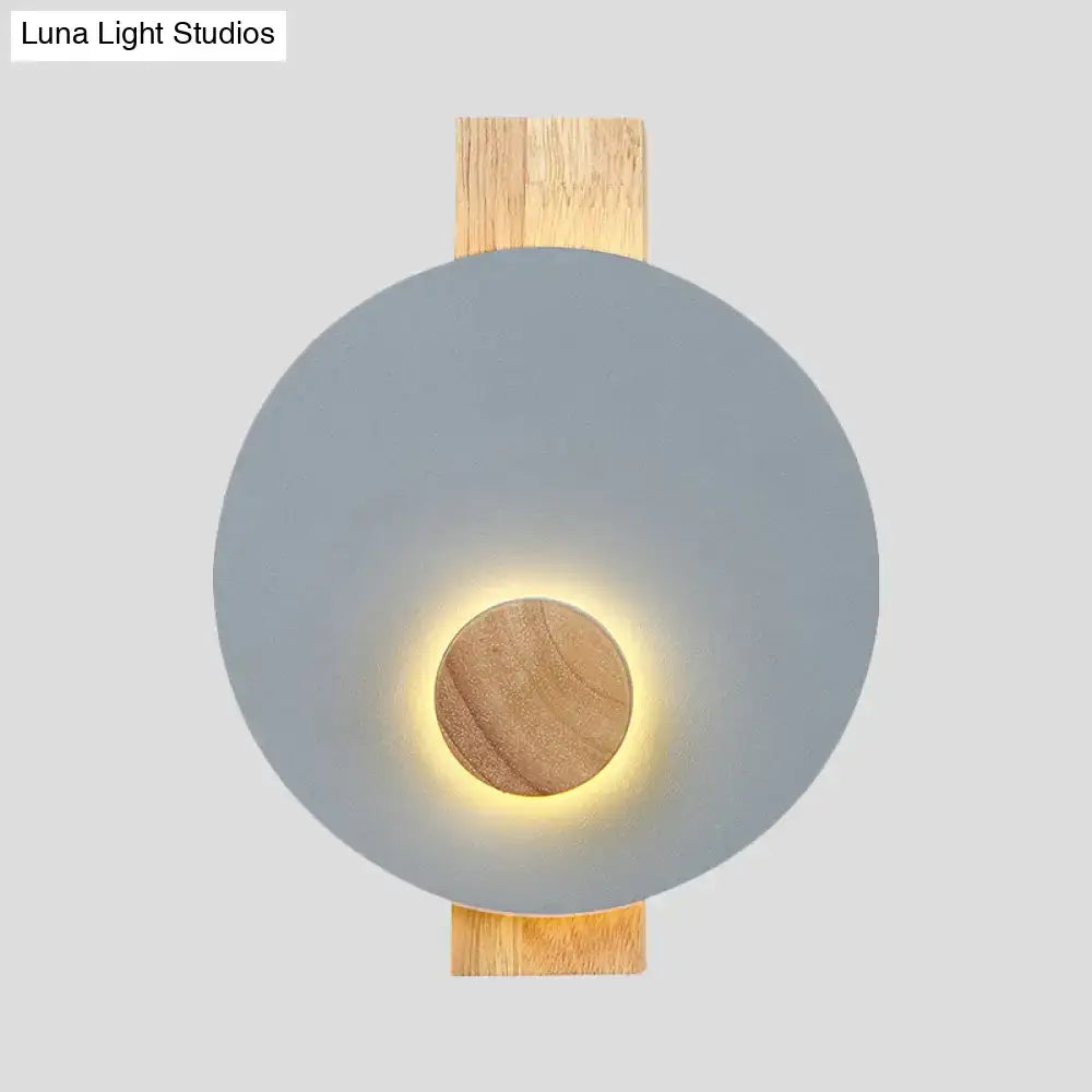 Gray Metal Disk Sconce