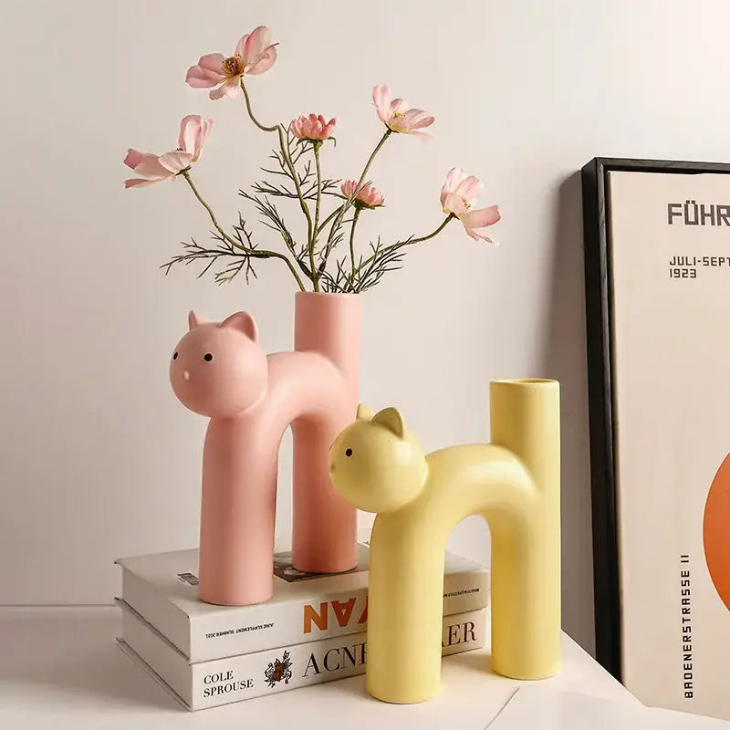 White Ceramic Cathead Vase