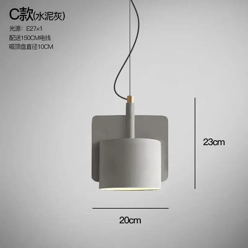 Pastel Cement Pendant Light Cylindrical Shape