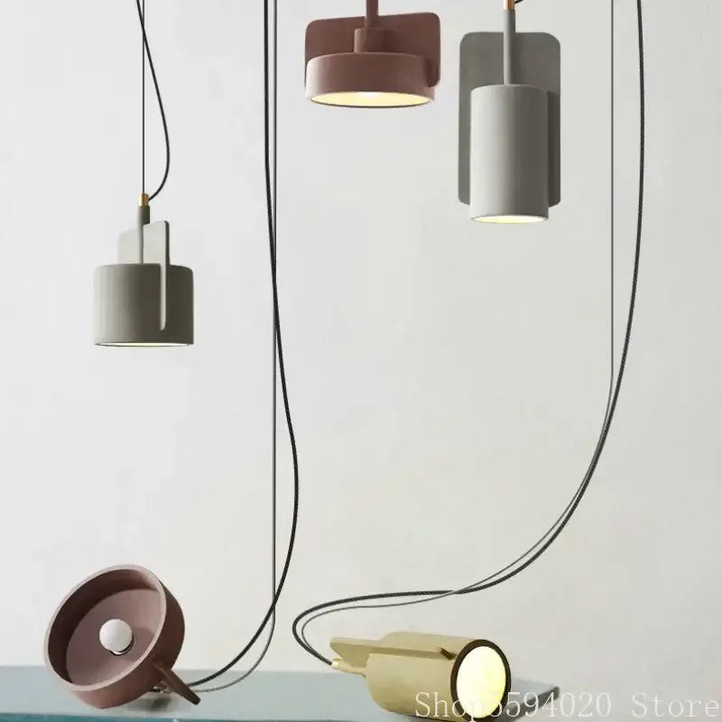 Pastel Cement Pendant Light Cylindrical Shape