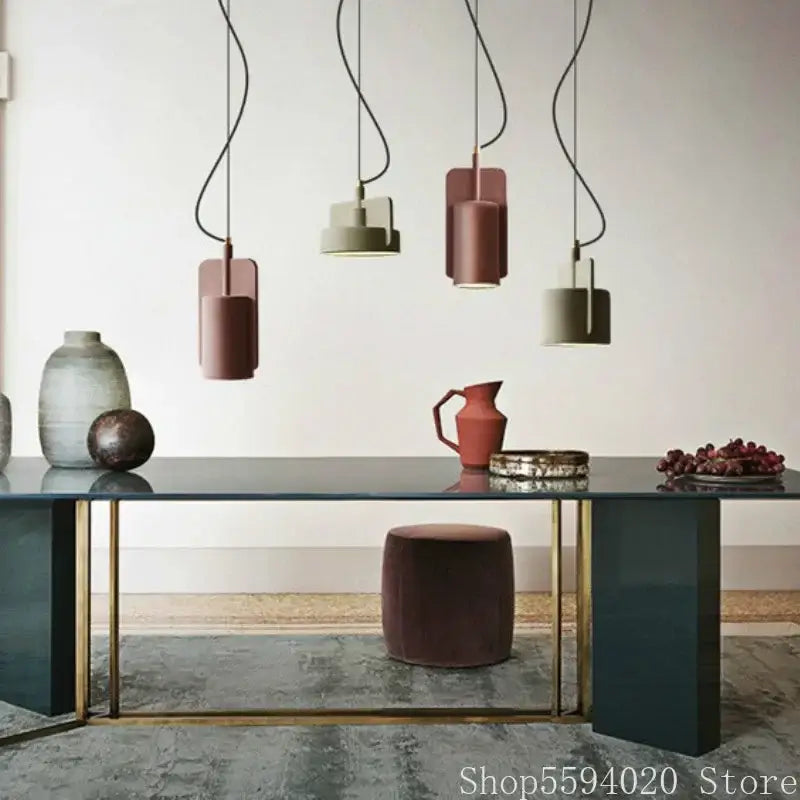 Pastel Cement Pendant Light Cylindrical Shape