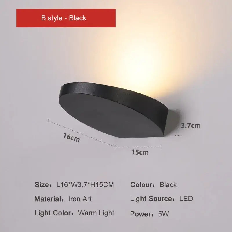 Silver Black LED Wall Lamp for Corridors