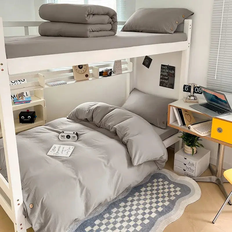 White Cotton Bedding Set 180cm 4-Piece Soft