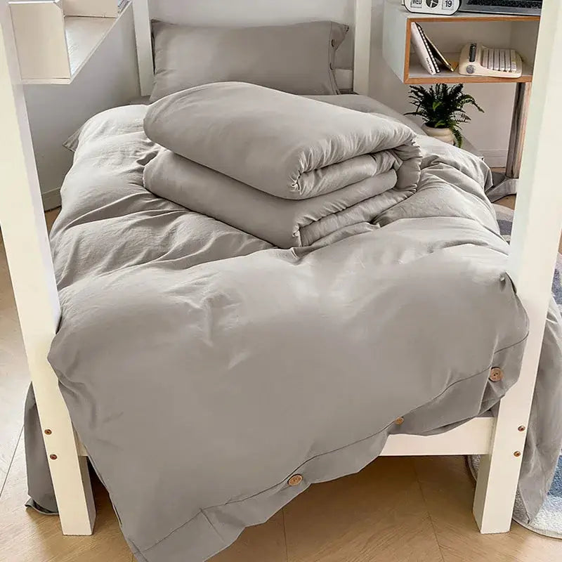 White Cotton Bedding Set 180cm 4-Piece Soft