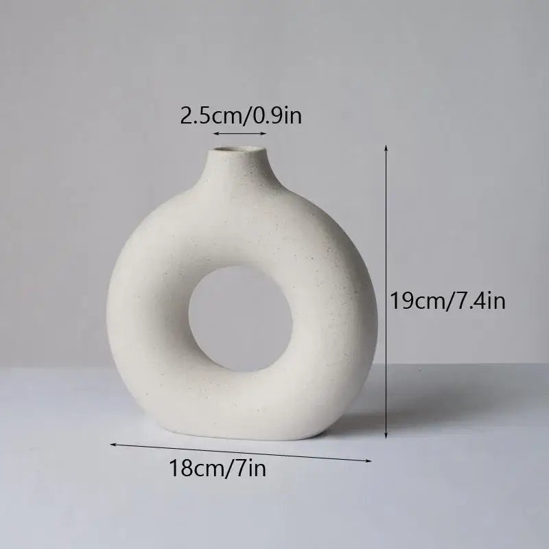 White Ceramic Donut Vase Set