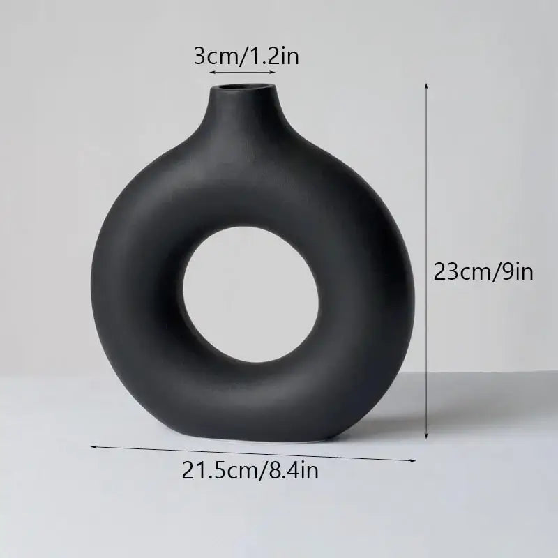 White Ceramic Donut Vase Set