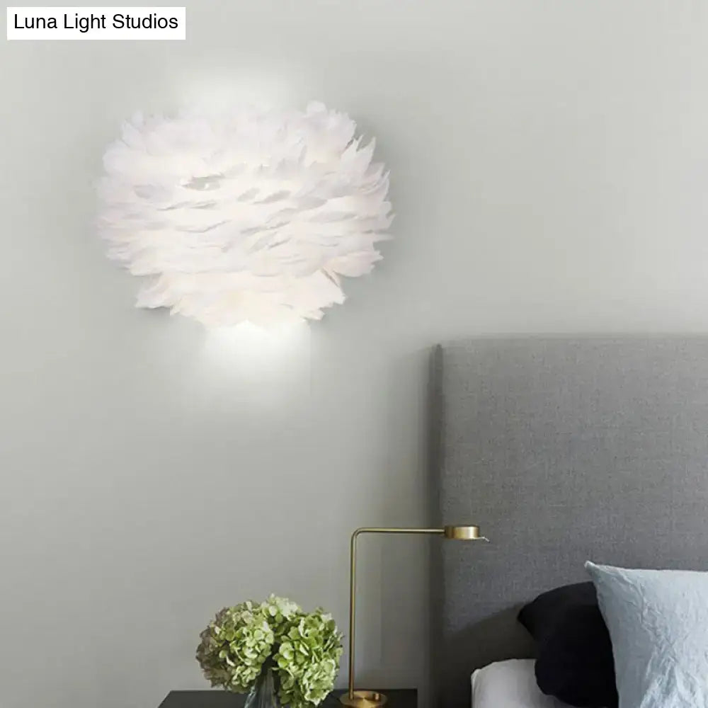 White Feather Minimalist Bedroom Wall Sconce