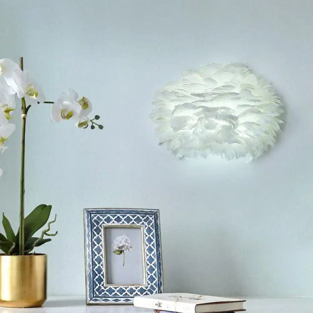 White Feather Minimalist Bedroom Wall Sconce