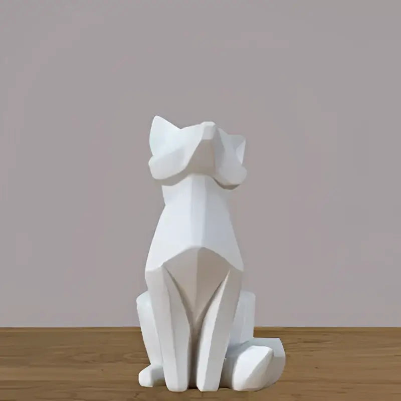 White Geometric Fox Resin Living Room Sculpture