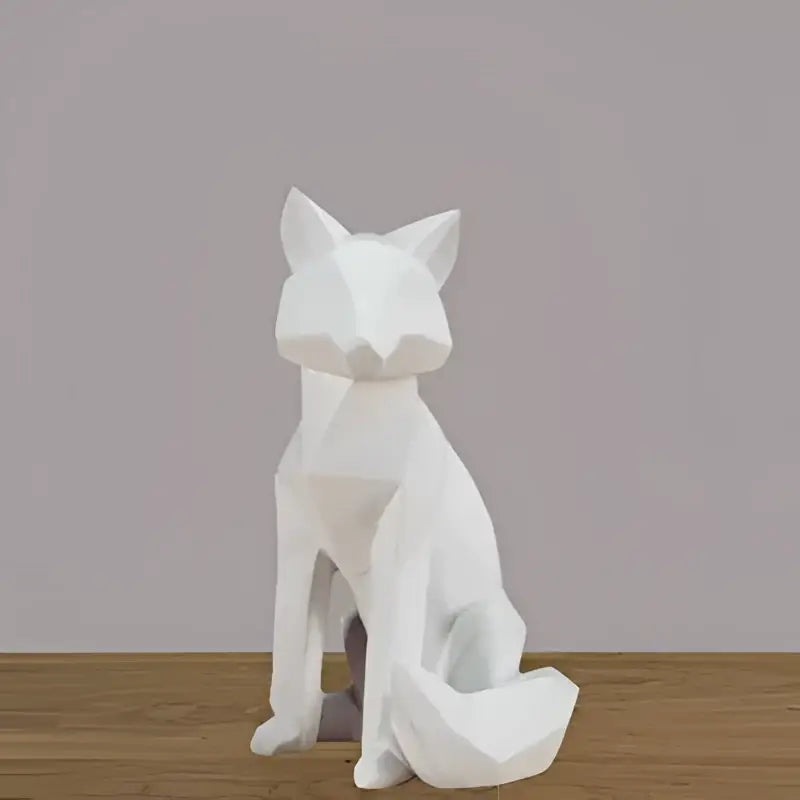 White Geometric Fox Resin Living Room Sculpture