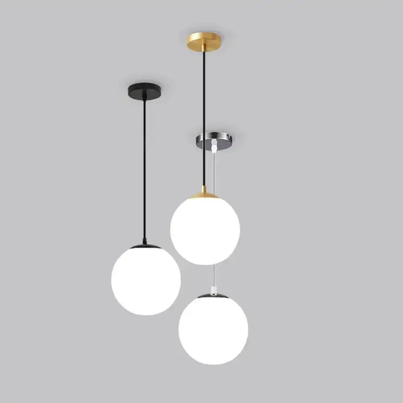 White Glass Pendant Light with Adjustable Height