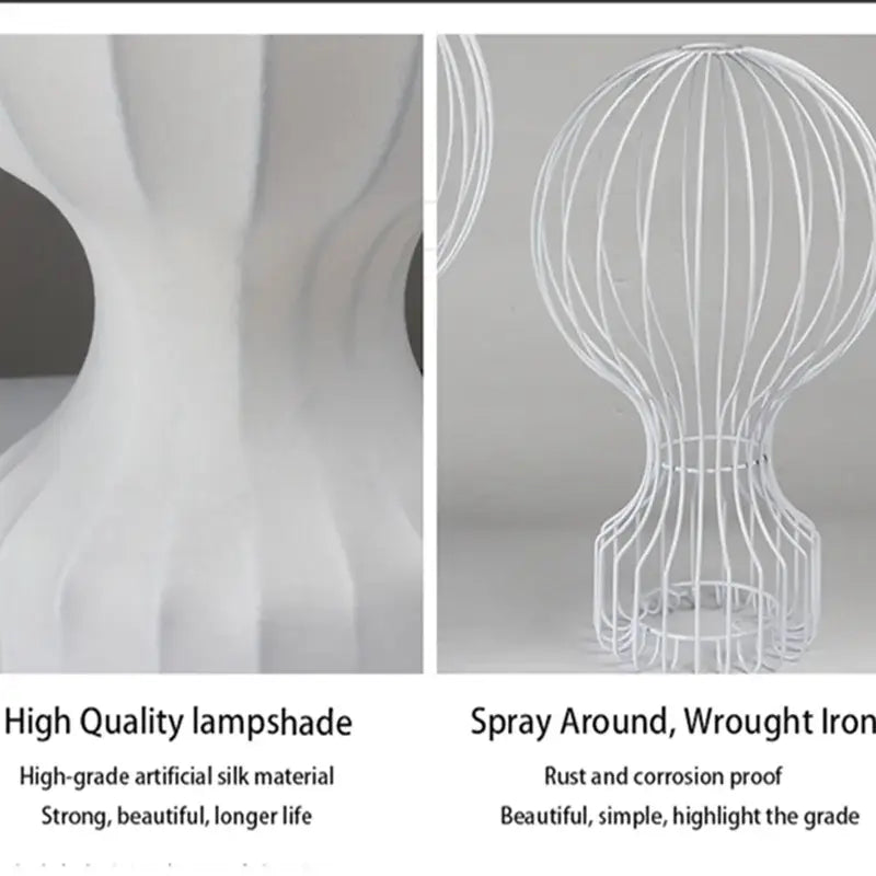 White Ribbed Silk Table Lamp