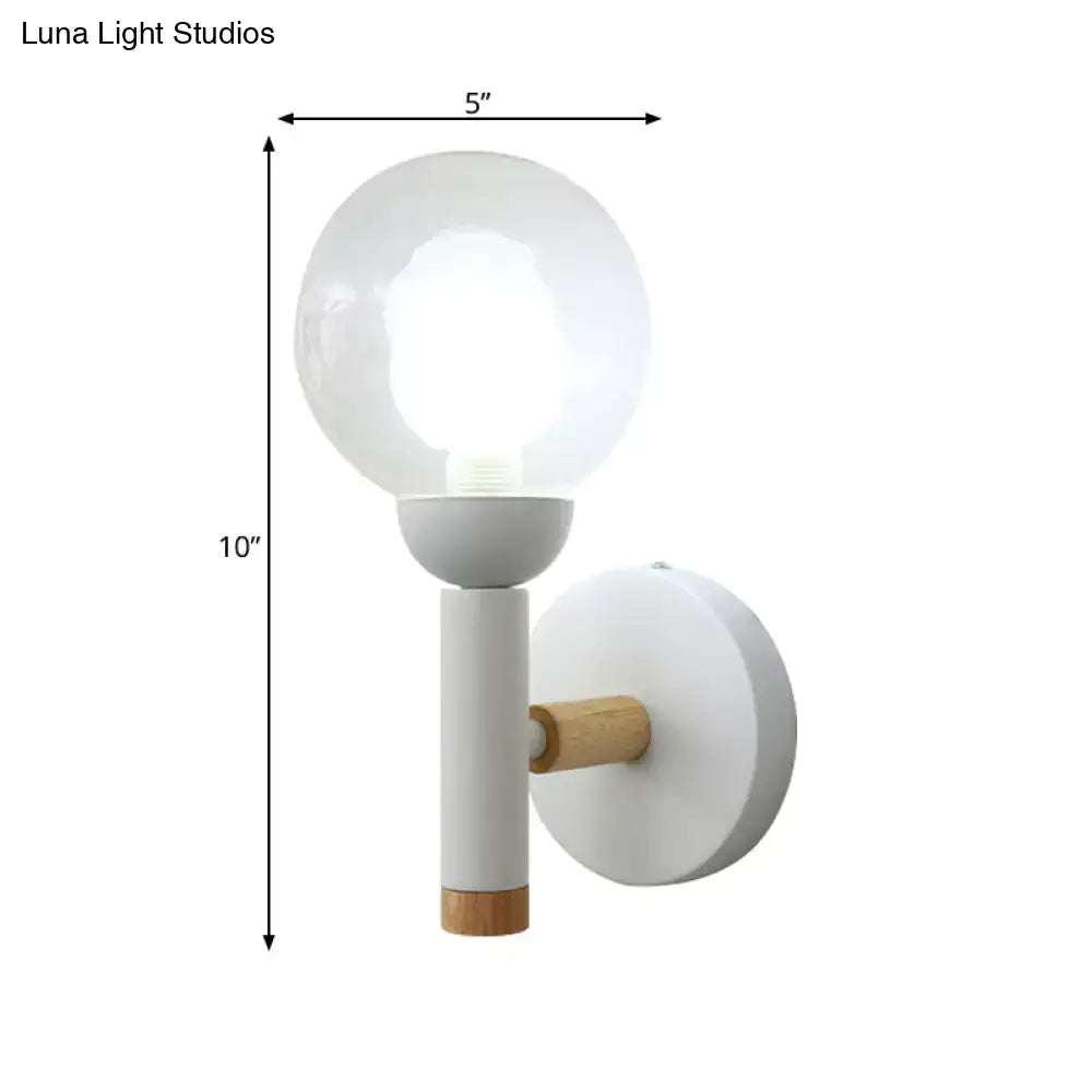 White Wood Armed Lamp