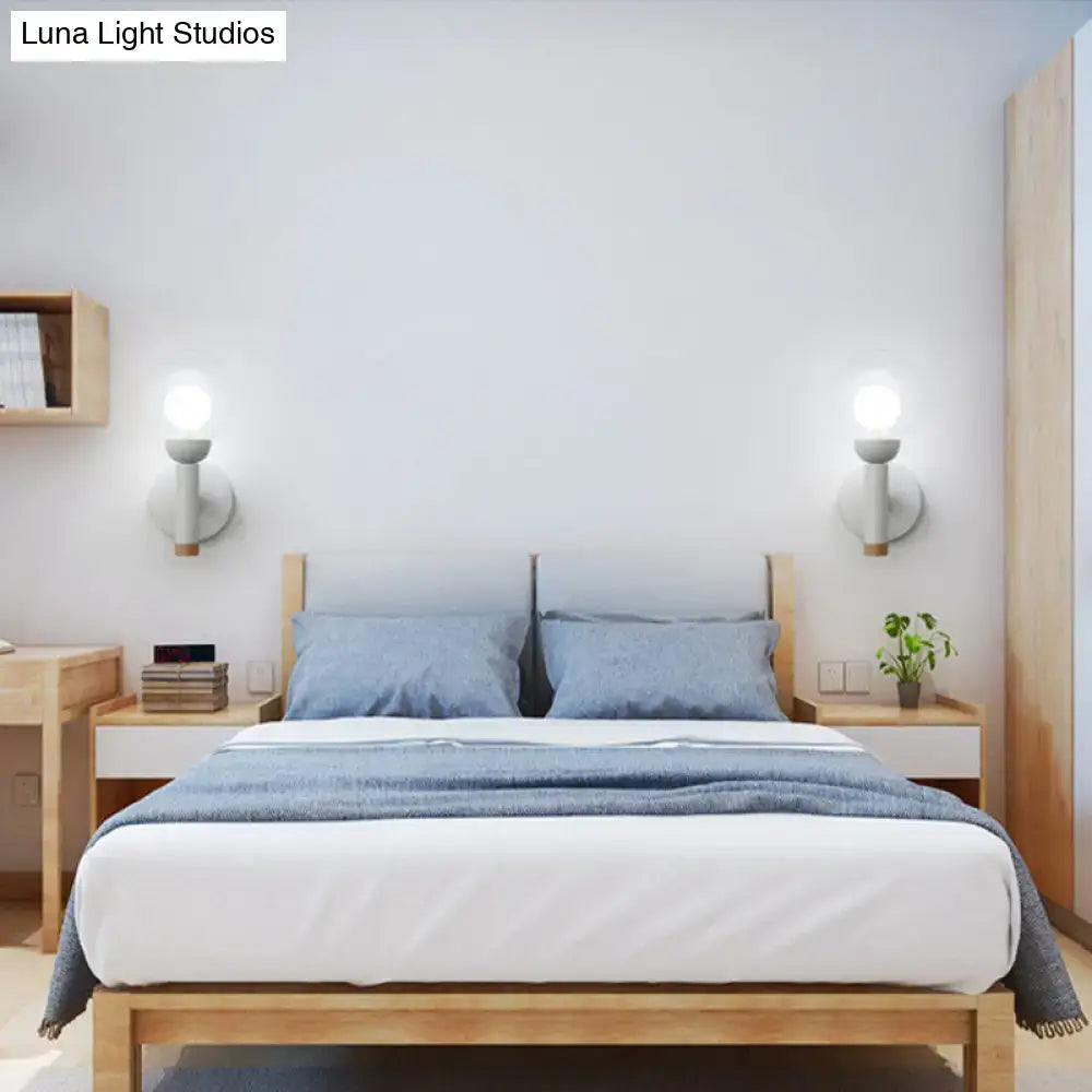White Wood Armed Lamp