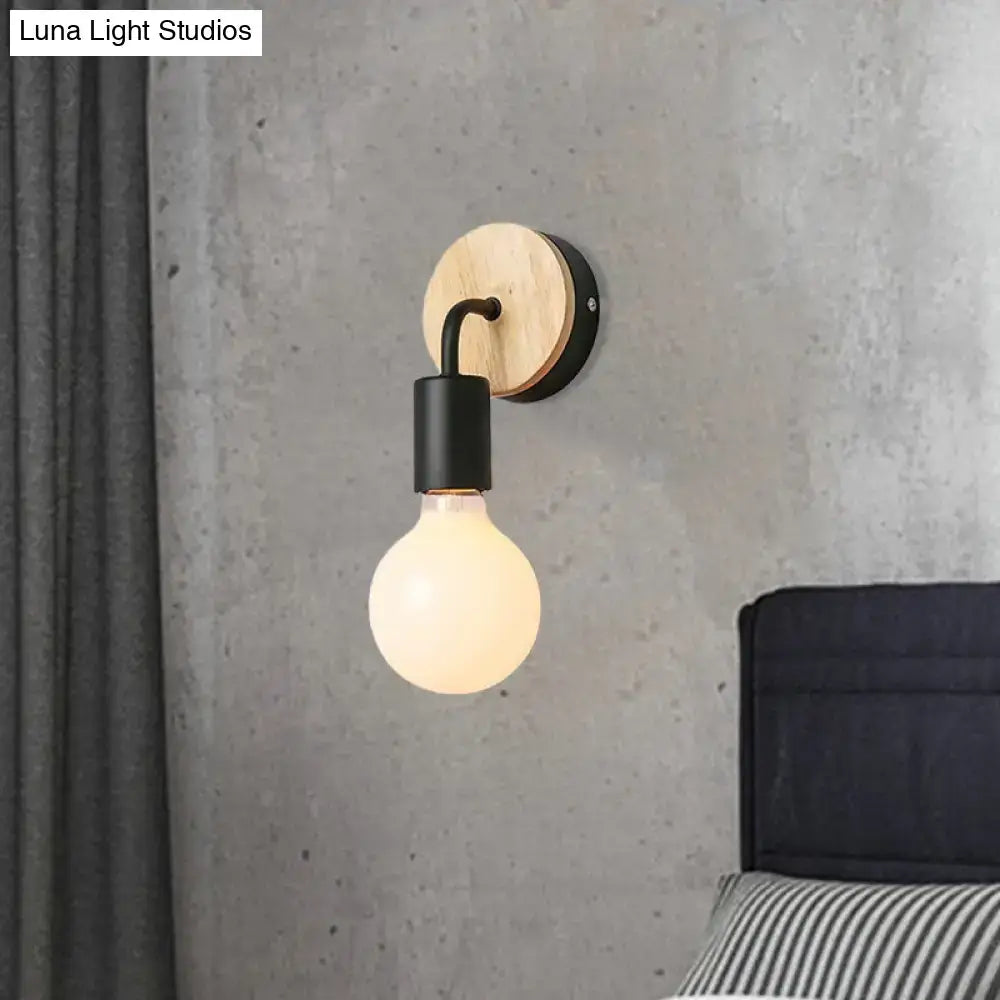 White Wood Rotatable Wall Sconce
