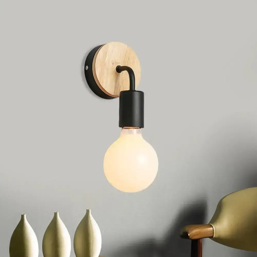 White Wood Rotatable Wall Sconce