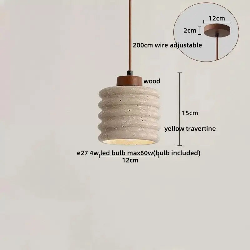 Yellow Travertine Pendant Light Small or Big Size