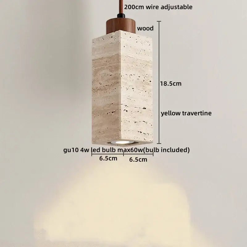 Yellow Travertine Pendant Light Small or Big Size