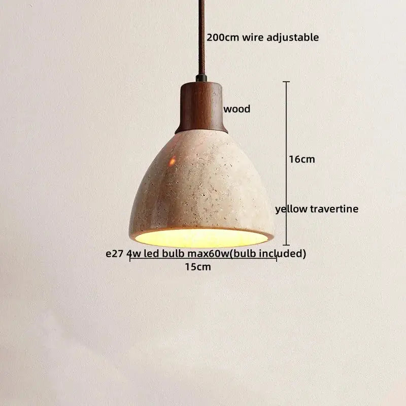 Yellow Travertine Pendant Light Small or Big Size
