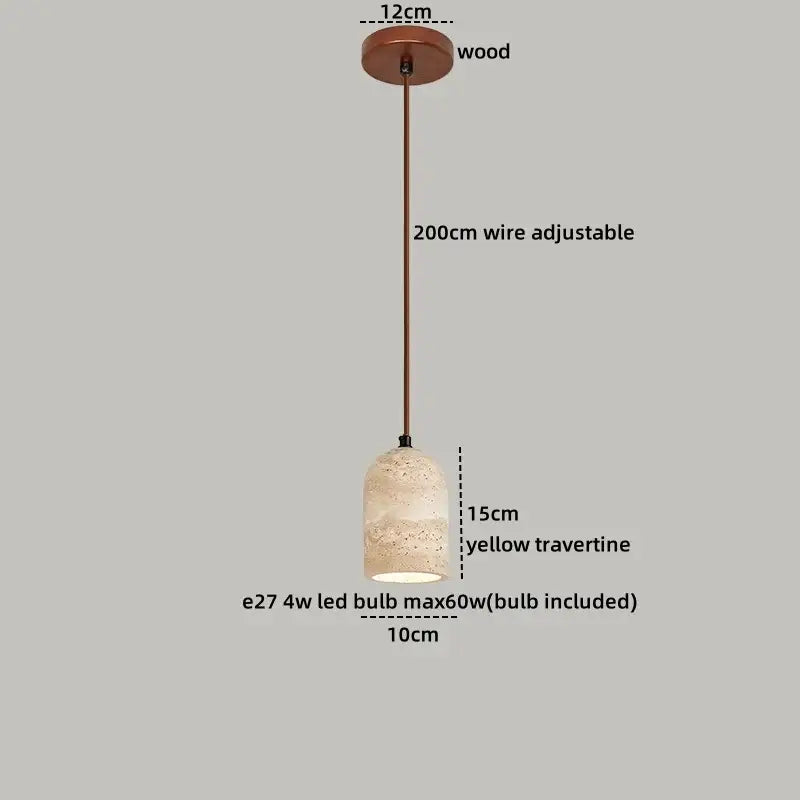 Yellow Travertine Pendant Light Small or Big Size