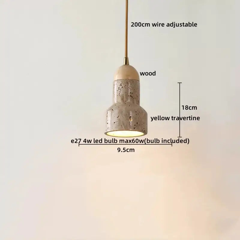 Yellow Travertine Pendant Light Small or Big Size