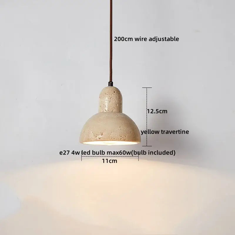 Yellow Travertine Pendant Light Small or Big Size