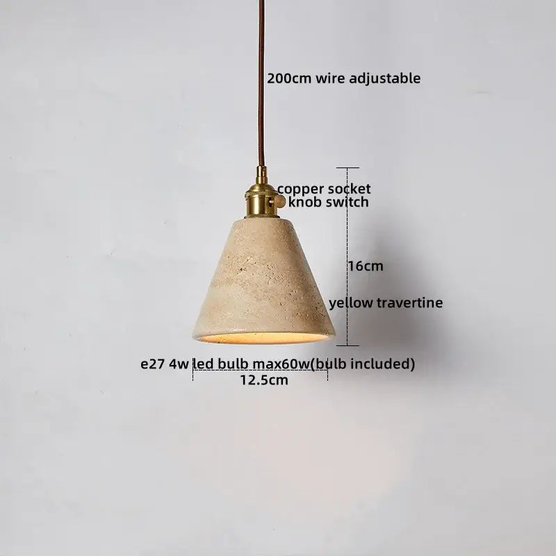 Yellow Travertine Pendant Light Small or Big Size