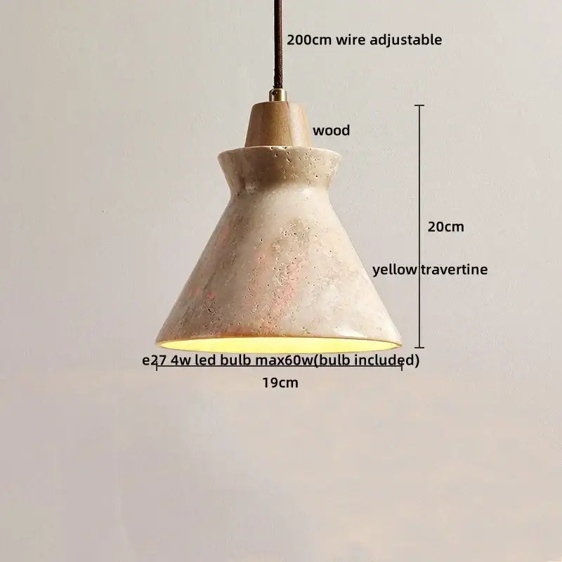 Yellow Travertine Pendant Light Small or Big Size