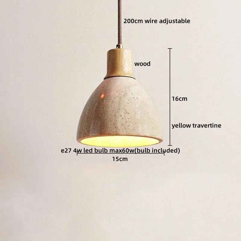 Yellow Travertine Pendant Light Small or Big Size