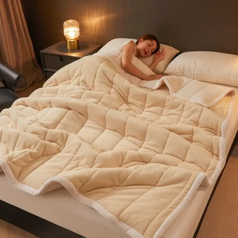 Mint Quilted Fleece Blanket
