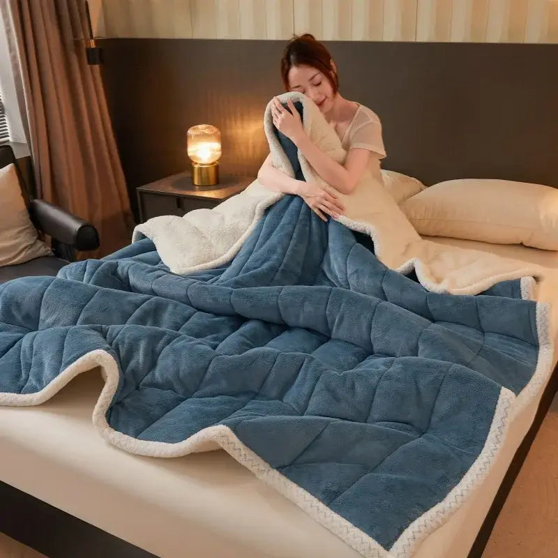 Mint Quilted Fleece Blanket
