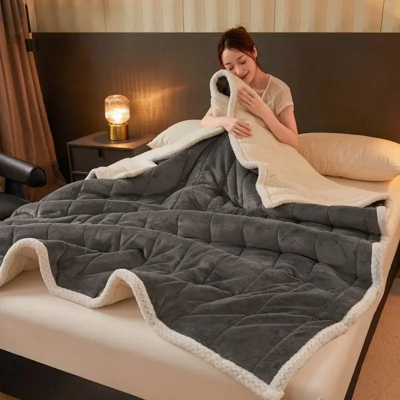Mint Quilted Fleece Blanket