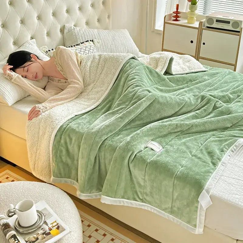 Mint Lamb's Wool Blanket