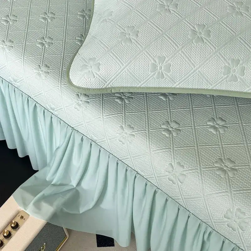 Mint Quilted Bed Skirt