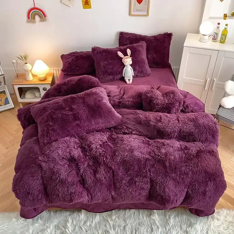 Mint Faux Fur Bedding