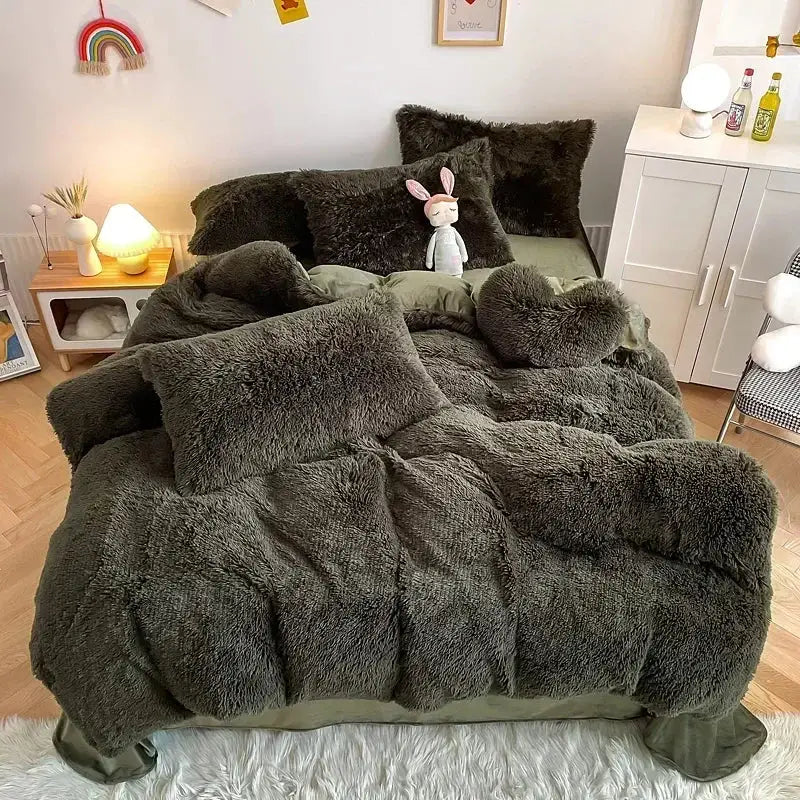Mint Faux Fur Bedding