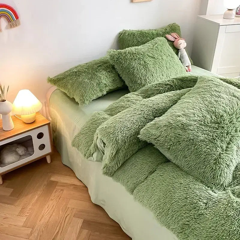 Mint Faux Fur Bedding